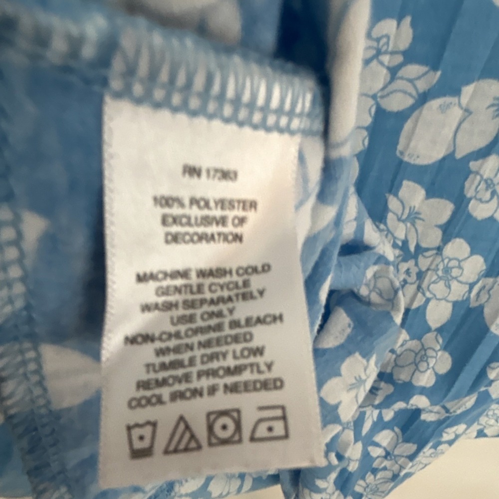 Ellen Tracy Blue Floral Collared Short Sleeve Shirt Dress Size S - Picture 5 of 5